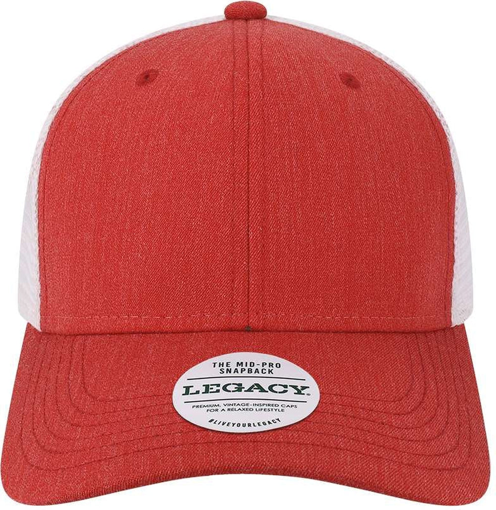 LEGACY Mid-Pro Snapback Trucker Cap-Apparel-LEGACY-Melange Scarlet/ White-Adjustable-Thread Logic 