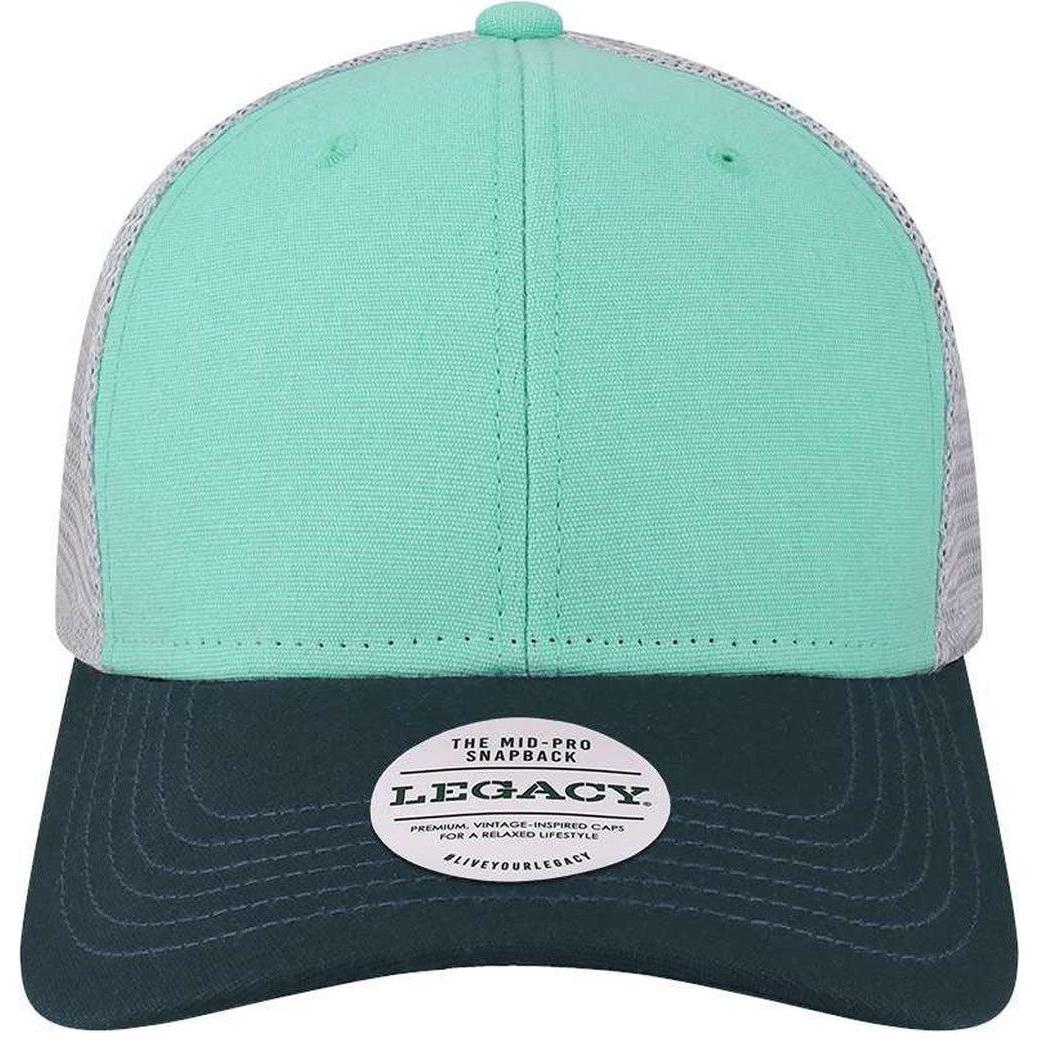 no-logo LEGACY Mid-Pro Snapback Trucker Cap-Apparel-LEGACY-Mint/ Navy/ Silver-Adjustable-Thread Logic 