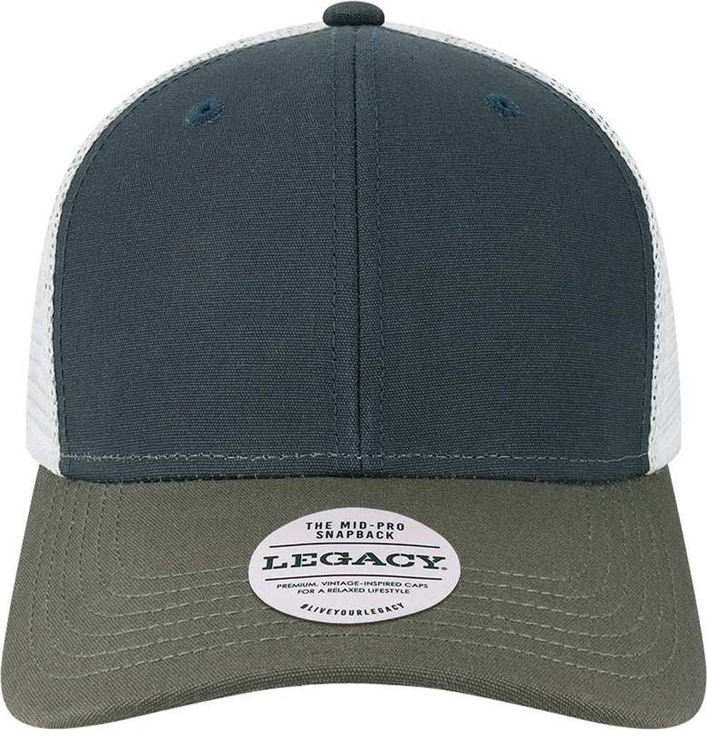 LEGACY Mid-Pro Snapback Trucker Cap-Apparel-LEGACY-Navy/ Dark Grey/ Silver-Adjustable-Thread Logic 