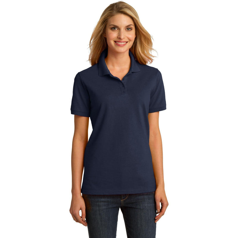 no-logo CLOSEOUT - Port & Company Ladies Ring Spun Pique Polo-Port & Company-Deep Navy-3XL-Thread Logic