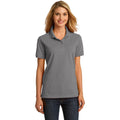 no-logo CLOSEOUT - Port & Company Ladies Ring Spun Pique Polo-Port & Company-Medium Grey-S-Thread Logic