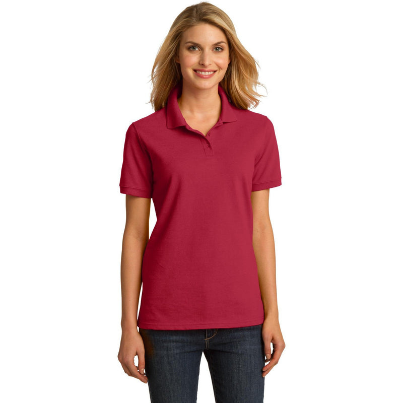 no-logo CLOSEOUT - Port & Company Ladies Ring Spun Pique Polo-Port & Company-Red-XS-Thread Logic