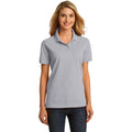 no-logo CLOSEOUT - Port & Company Ladies Ring Spun Pique Polo-Port & Company-Silver-XS-Thread Logic