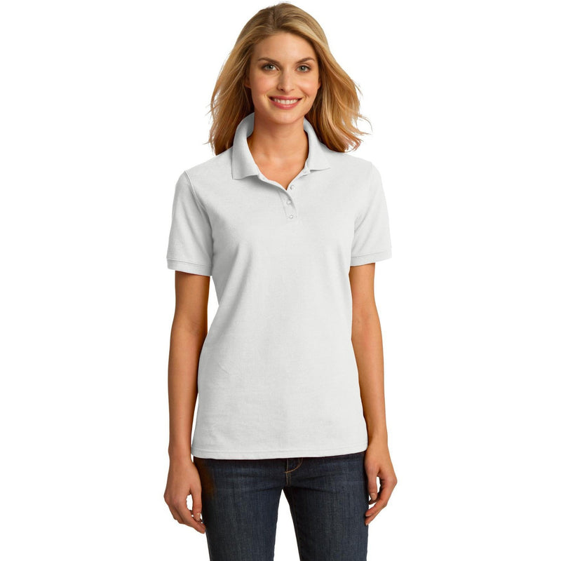 no-logo CLOSEOUT - Port & Company Ladies Ring Spun Pique Polo-Port & Company-White-4XL-Thread Logic