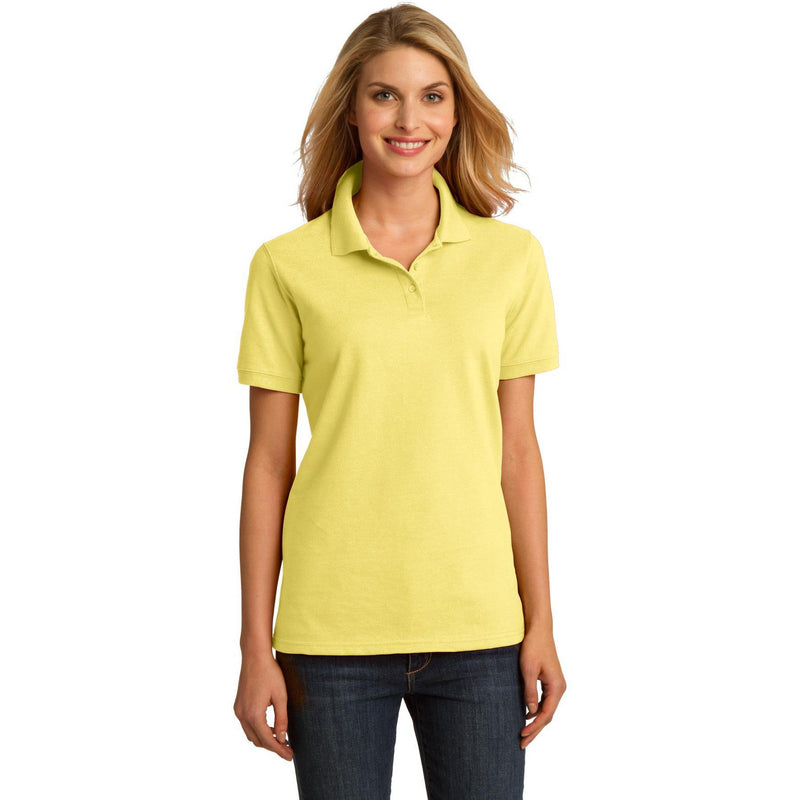 no-logo CLOSEOUT - Port & Company Ladies Ring Spun Pique Polo-Port & Company-Yellow-M-Thread Logic