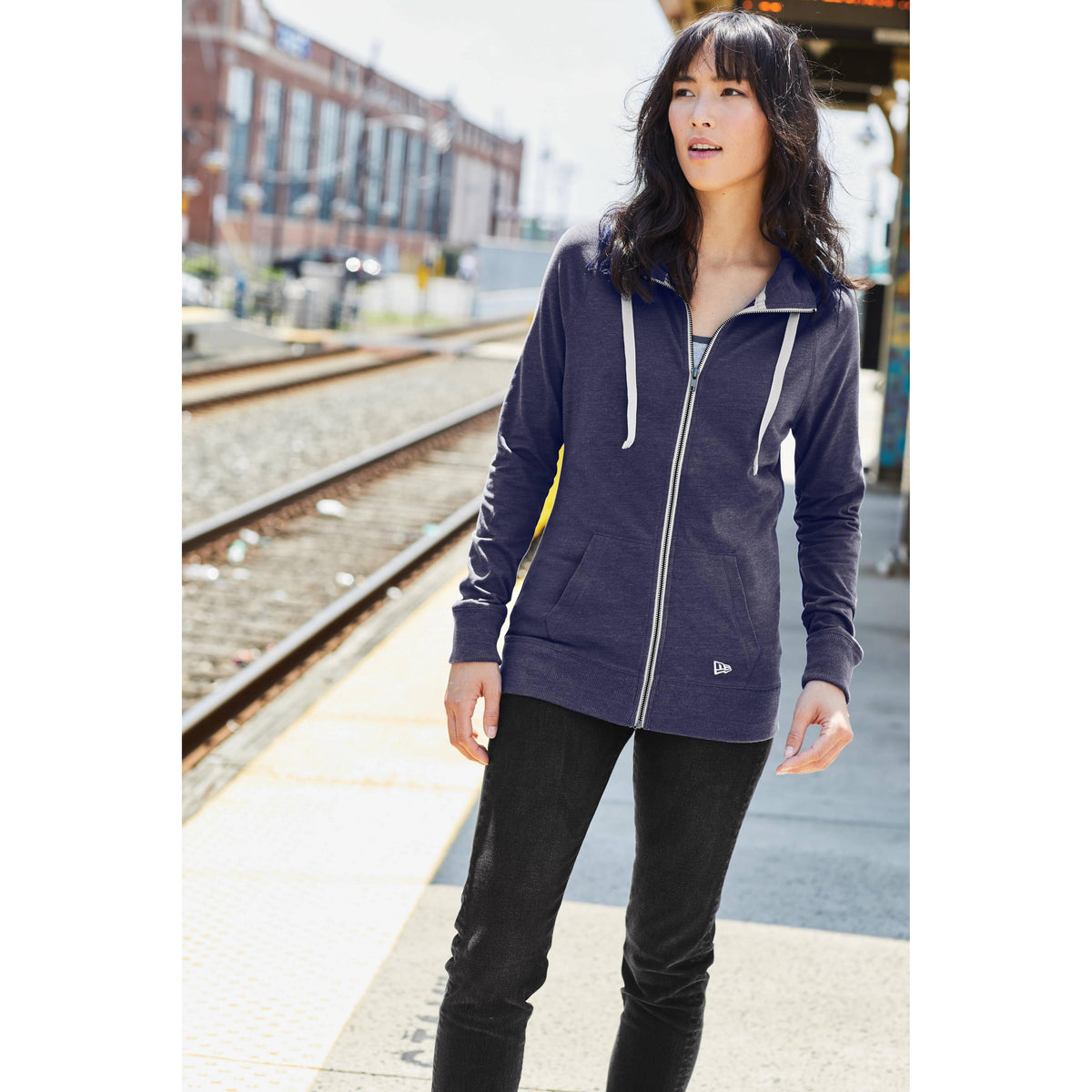 no-logo New Era Women's Sueded Cotton Full-Zip Hoodie-Full Zips-New Era-Thread Logic