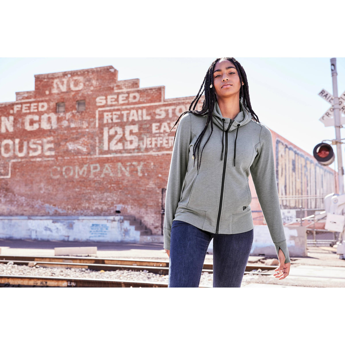no-logo New Era Women's Tri-Blend Fleece Full-Zip Hoodie-Full Zips-New Era-Thread Logic