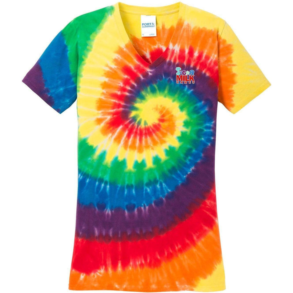 no-logo Port & Company Women's Tie-Dye V-Neck Tee-Polos-Port & Company-Thread Logic