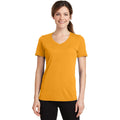 no-logo CLOSEOUT - Port & Company Ladies Performance Blend V-Neck Tee-Port & Company-Gold-XS-Thread Logic