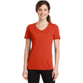 no-logo CLOSEOUT - Port & Company Ladies Performance Blend V-Neck Tee-Port & Company-Orange-XS-Thread Logic