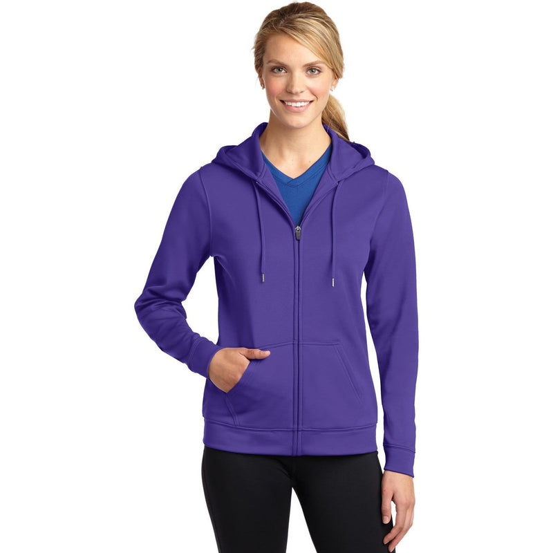 no-logo CLOSEOUT - Sport-Tek Ladies Sport-Wick Fleece Full-Zip Hooded Jacket-Sport-Tek-Purple-S-Thread Logic