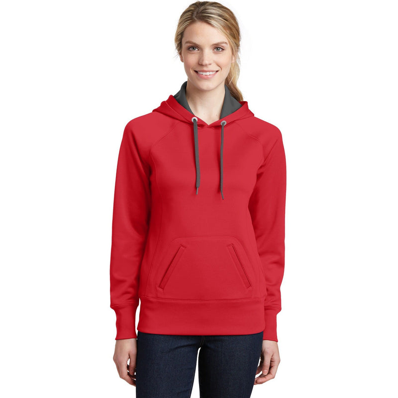 no-logo CLOSEOUT - Sport-Tek Ladies Tech Fleece Hooded Sweatshirt-Sport-Tek-True Red-XS-Thread Logic