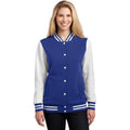 no-logo CLOSEOUT - Sport-Tek Ladies Fleece Letterman Jacket-Sport-Tek-True Royal/White-4XL-Thread Logic