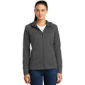 no-logo CLOSEOUT - Sport-Tek Ladies Rival Tech Fleece Full-Zip Hooded Jacket-Sport-Tek-Iron Grey-M-Thread Logic