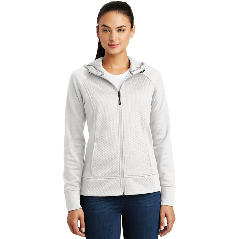 no-logo CLOSEOUT - Sport-Tek Ladies Rival Tech Fleece Full-Zip Hooded Jacket-Sport-Tek-White-L-Thread Logic