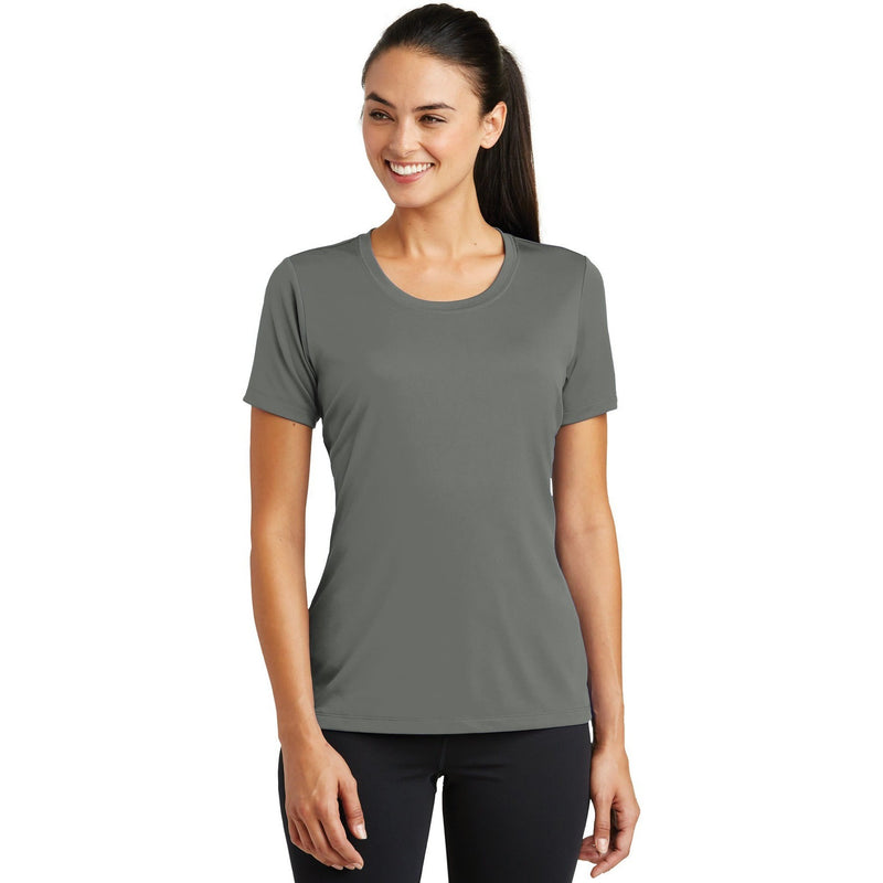 no-logo CLOSEOUT - Sport-Tek Ladies PosiCharge Tough Tee-Sport-Tek-Dark Smoke Grey-XS-Thread Logic