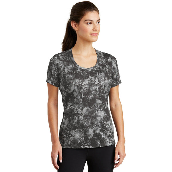 no-logo CLOSEOUT - Sport-Tek Ladies Mineral Freeze Scoop Neck Tee-Sport-Tek-Black-S-Thread Logic