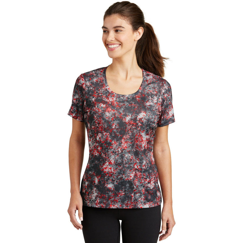 no-logo CLOSEOUT - Sport-Tek Ladies Mineral Freeze Scoop Neck Tee-Sport-Tek-Deep Red-XS-Thread Logic