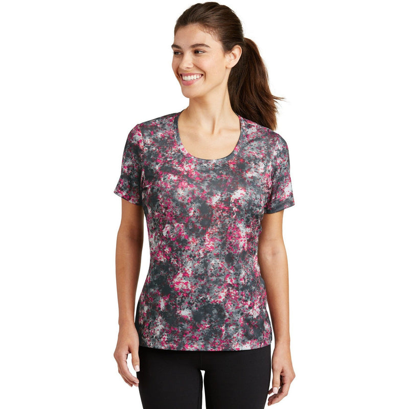 no-logo CLOSEOUT - Sport-Tek Ladies Mineral Freeze Scoop Neck Tee-Sport-Tek-Pink Raspberry-M-Thread Logic