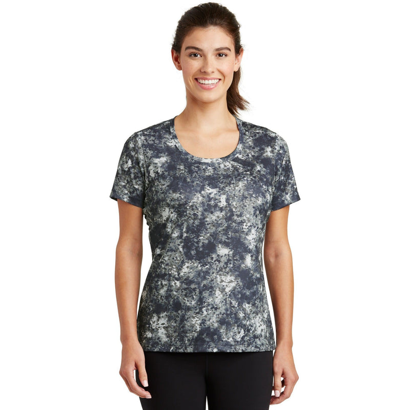 no-logo CLOSEOUT - Sport-Tek Ladies Mineral Freeze Scoop Neck Tee-Sport-Tek-True Navy-XS-Thread Logic