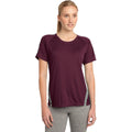 no-logo CLOSEOUT - Sport-Tek Ladies Colorblock PosiCharge Competitor Tee-Sport-Tek-Maroon/Silver-L-Thread Logic