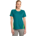 no-logo CLOSEOUT - Sport-Tek Ladies Colorblock PosiCharge Competitor Tee-Sport-Tek-Tropic Blue/Lime Shock-XS-Thread Logic