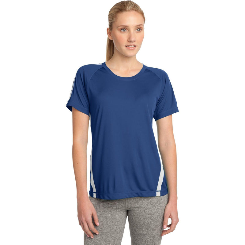 no-logo CLOSEOUT - Sport-Tek Ladies Colorblock PosiCharge Competitor Tee-Sport-Tek-True Royal/White-XXL-Thread Logic