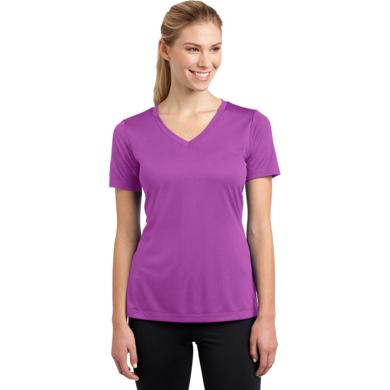 no-logo CLOSEOUT - Sport-Tek Ladies PosiCharge Competitor V-Neck Tee-Sport-Tek-Pink Orchid-XS-Thread Logic