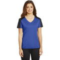 no-logo CLOSEOUT - Sport-Tek Ladies PosiCharge Competitor Sleeve-Blocked V-Neck Tee-Sport-Tek-True Royal/Black-XS-Thread Logic