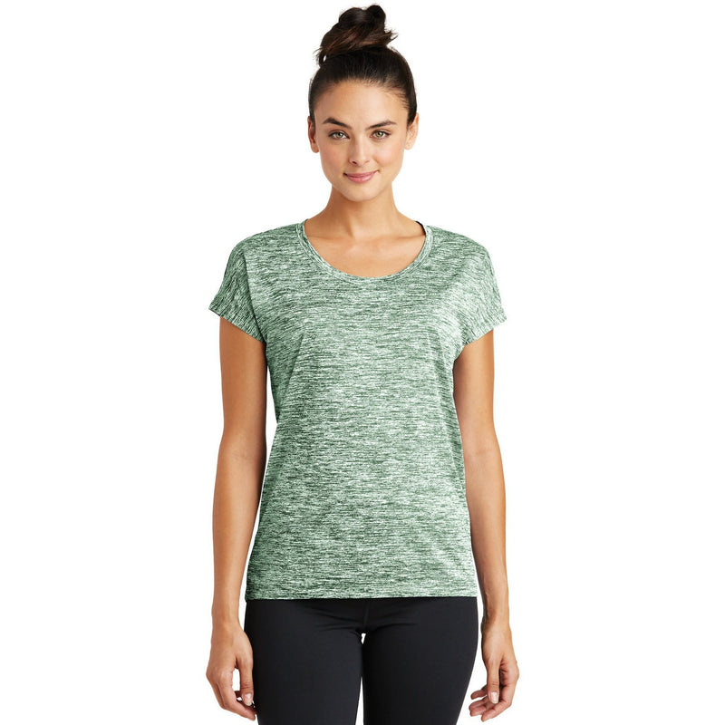 no-logo CLOSEOUT - Sport-Tek Ladies PosiCharge Electric Heather Sporty Tee-Sport-Tek-Forest Green Electric-M-Thread Logic