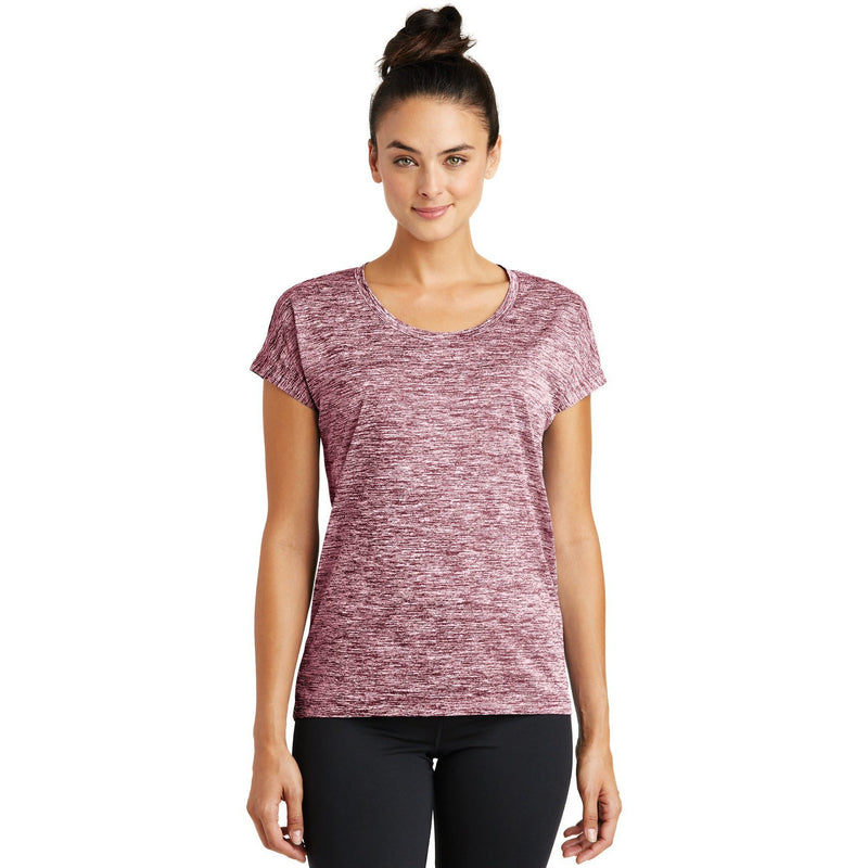 no-logo CLOSEOUT - Sport-Tek Ladies PosiCharge Electric Heather Sporty Tee-Sport-Tek-Maroon Electric-XS-Thread Logic