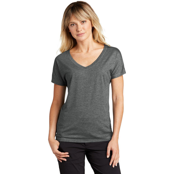 no-logo CLOSEOUT - Sport-Tek Ladies PosiCharge Tri-Blend Wicking Dolman Tee-Sport-Tek-Dark Grey Heather-L-Thread Logic