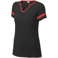 no-logo Sport-Tek Ladies Halftime Notch Neck Tee-Sport-Tek-Black/Deep Red-XS-Thread Logic