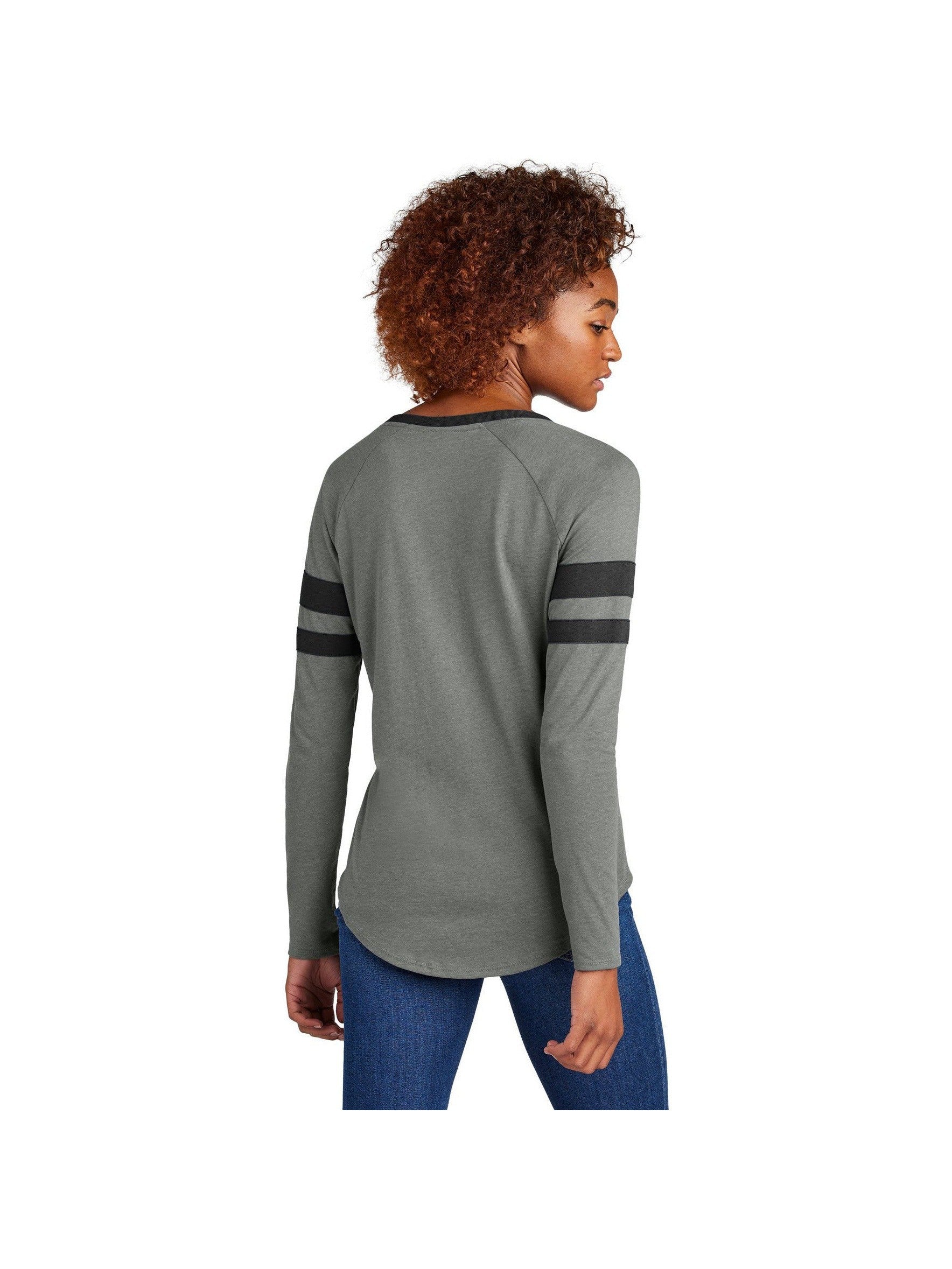 no-logo Sport-Tek Ladies Halftime Stripe Long Sleeve V-Neck Tee-Sport-Tek-Thread Logic