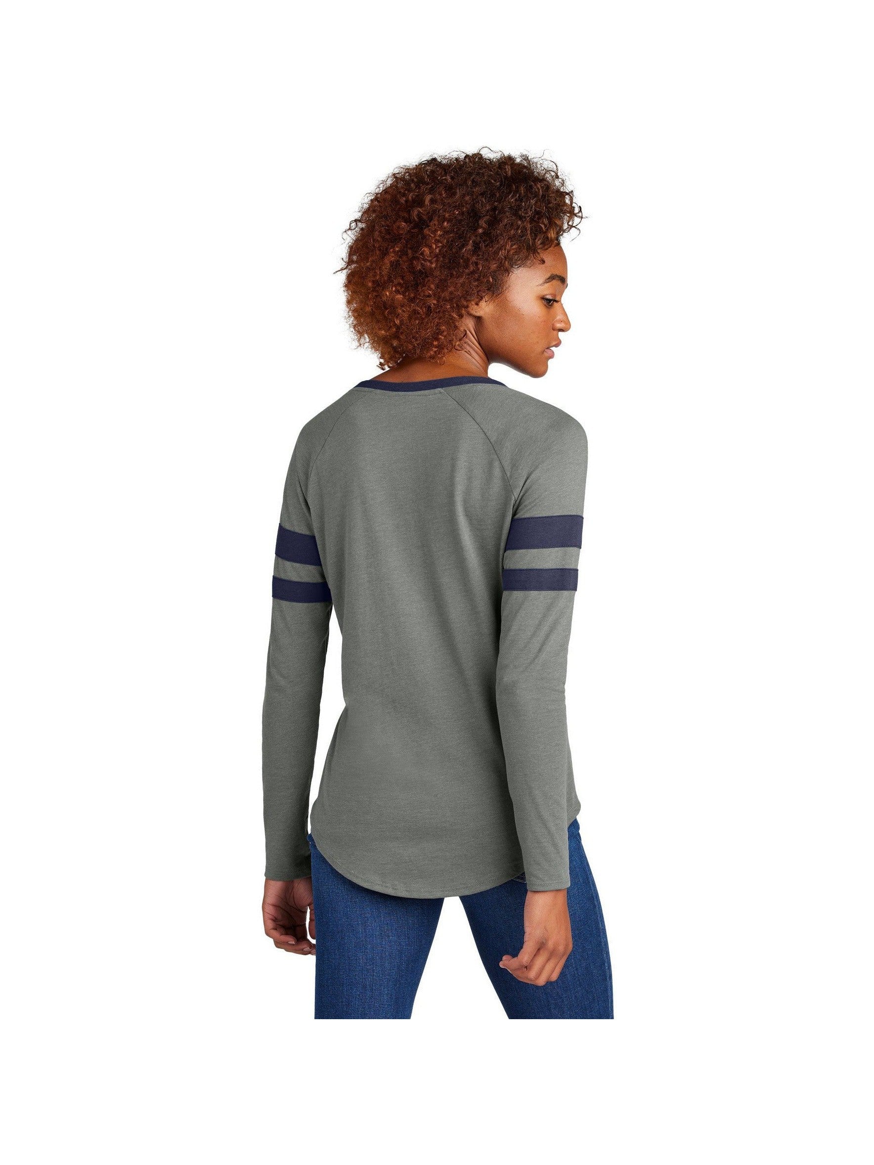 no-logo Sport-Tek Ladies Halftime Stripe Long Sleeve V-Neck Tee-Sport-Tek-Thread Logic