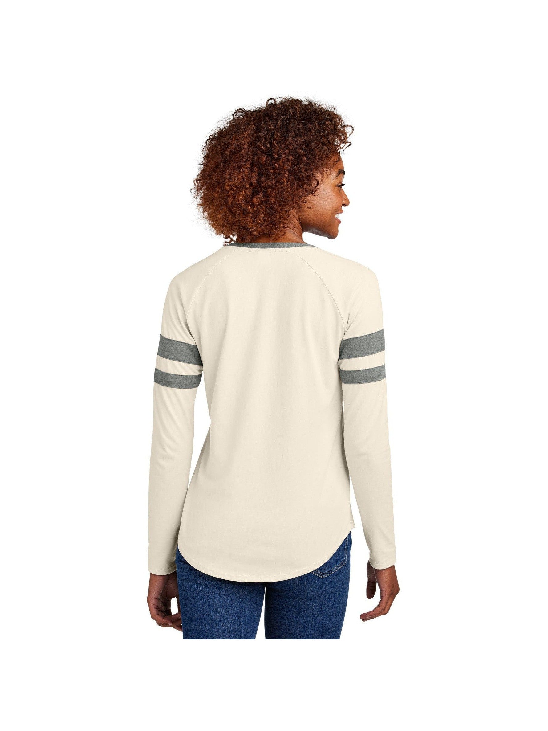 no-logo Sport-Tek Ladies Halftime Stripe Long Sleeve V-Neck Tee-Sport-Tek-Thread Logic