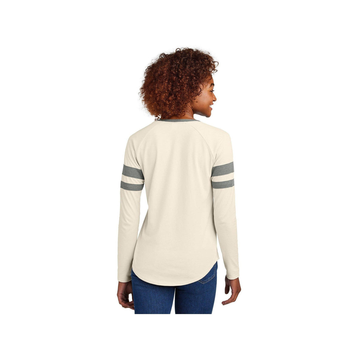 no-logo Sport-Tek Ladies Halftime Stripe Long Sleeve V-Neck Tee-Sport-Tek-Thread Logic
