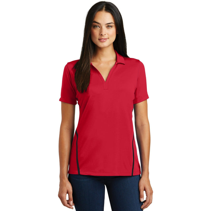 no-logo CLOSEOUT - Sport-Tek Ladies Contrast PosiCharge Tough Polo-Sport-Tek-Deep Red/Black-XS-Thread Logic