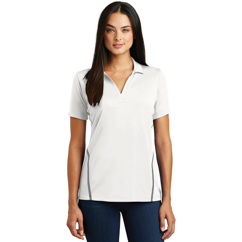 no-logo CLOSEOUT - Sport-Tek Ladies Contrast PosiCharge Tough Polo-Sport-Tek-White/Heather Grey-XXL-Thread Logic