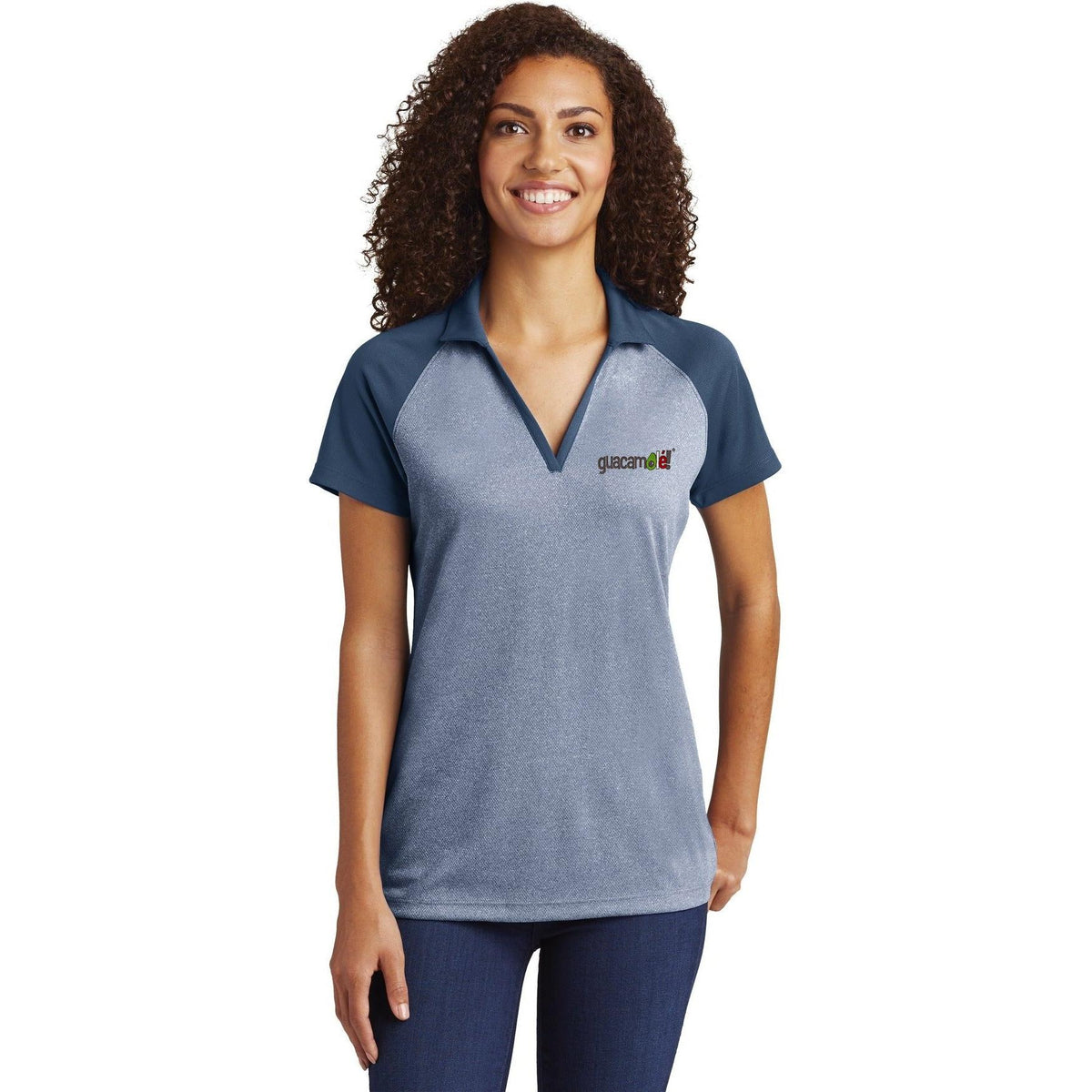 no-logo Sport-Tek Women's Raglan Heather Block Polo-Active-Sport-Tek-Thread Logic