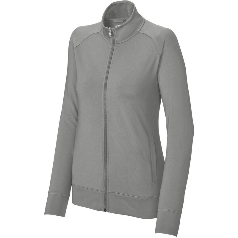 no-logo Sport-Tek Ladies Sport-Wick Stretch Full-Zip Cadet Jacket-Sport-Tek-Charcoal Grey-XS-Thread Logic