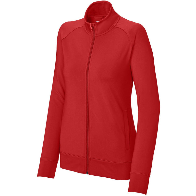 no-logo Sport-Tek Ladies Sport-Wick Stretch Full-Zip Cadet Jacket-Sport-Tek-Deep Red-XS-Thread Logic