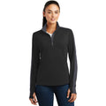 no-logo CLOSEOUT - Sport-Tek Ladies Sport-Wick Textured Colorblock 1/4-Zip Pullover-Sport-Tek-Black/Iron Grey-4XL-Thread Logic