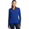 no-logo CLOSEOUT - Sport-Tek Ladies Sport-Wick Textured Colorblock 1/4-Zip Pullover-Sport-Tek-True Royal/Black-4XL-Thread Logic