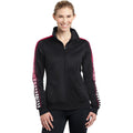 no-logo CLOSEOUT - Sport-Tek Ladies Dot Sublimation Tricot Track Jacket-Sport-Tek-Black/True Red-4XL-Thread Logic