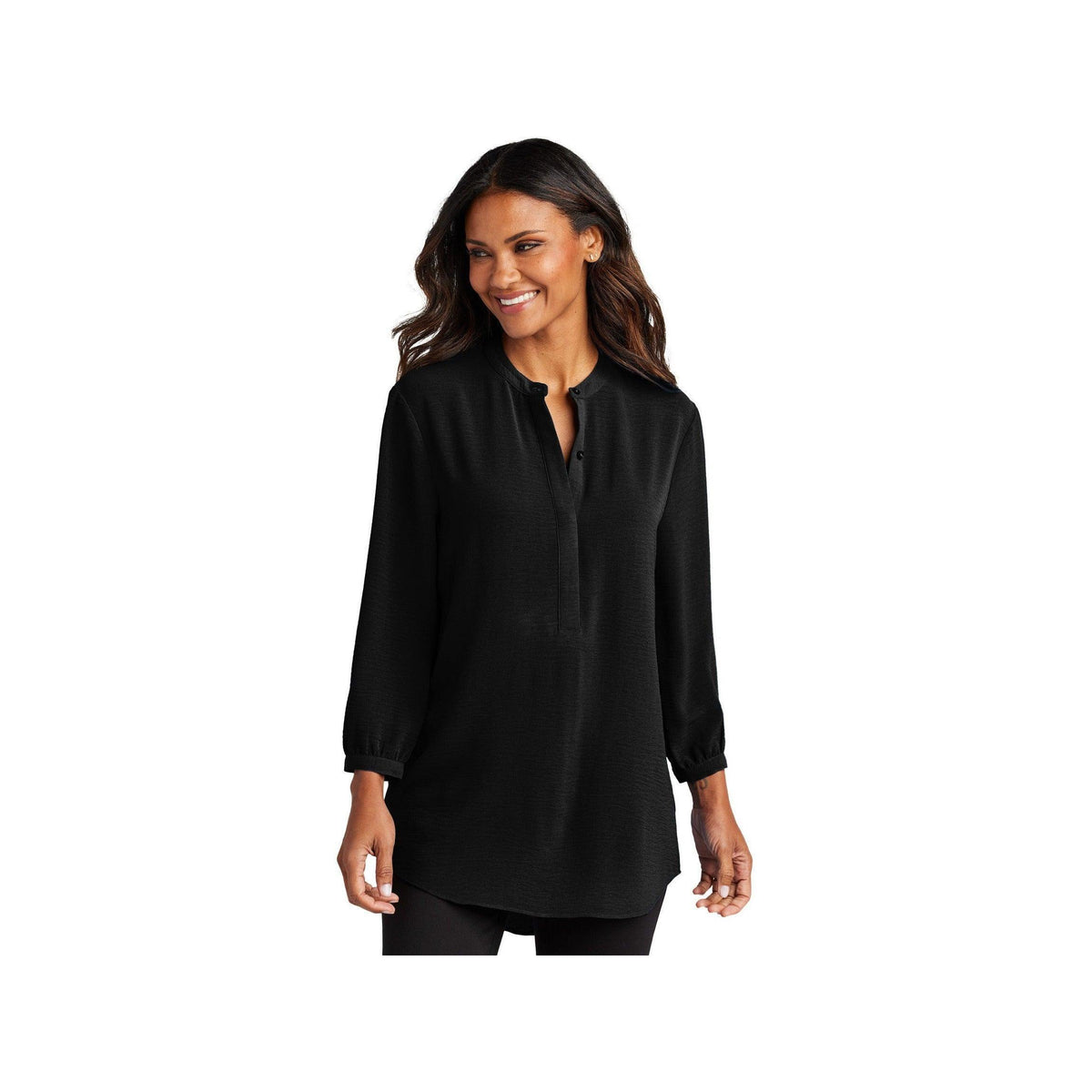 no-logo Port Authority Ladies 3/4-Sleeve Textured Crepe Tunic-Port Authority-Thread Logic