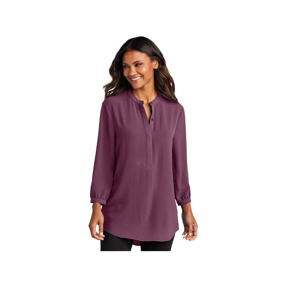 no-logo Port Authority Ladies 3/4-Sleeve Textured Crepe Tunic-Port Authority-Thread Logic