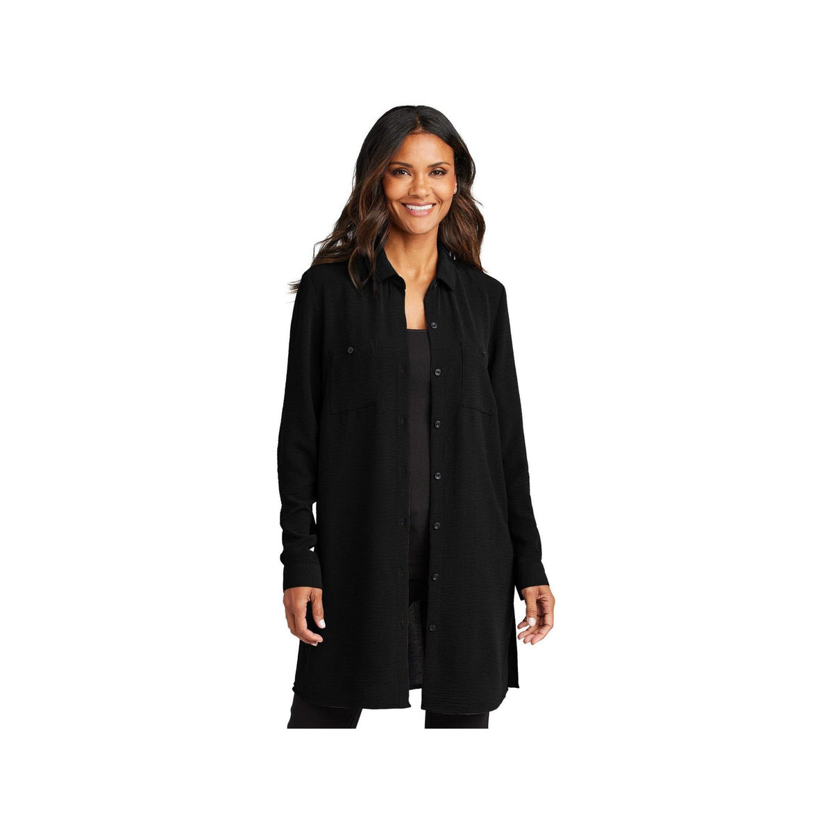 no-logo Port Authority Ladies Textured Crepe Long Tunic-Port Authority-Thread Logic