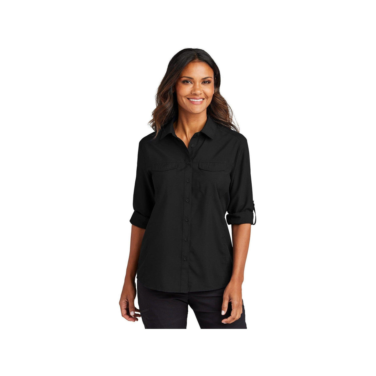 no-logo Port Authority Ladies Long Sleeve UV Daybreak Shirt-Port Authority-Thread Logic