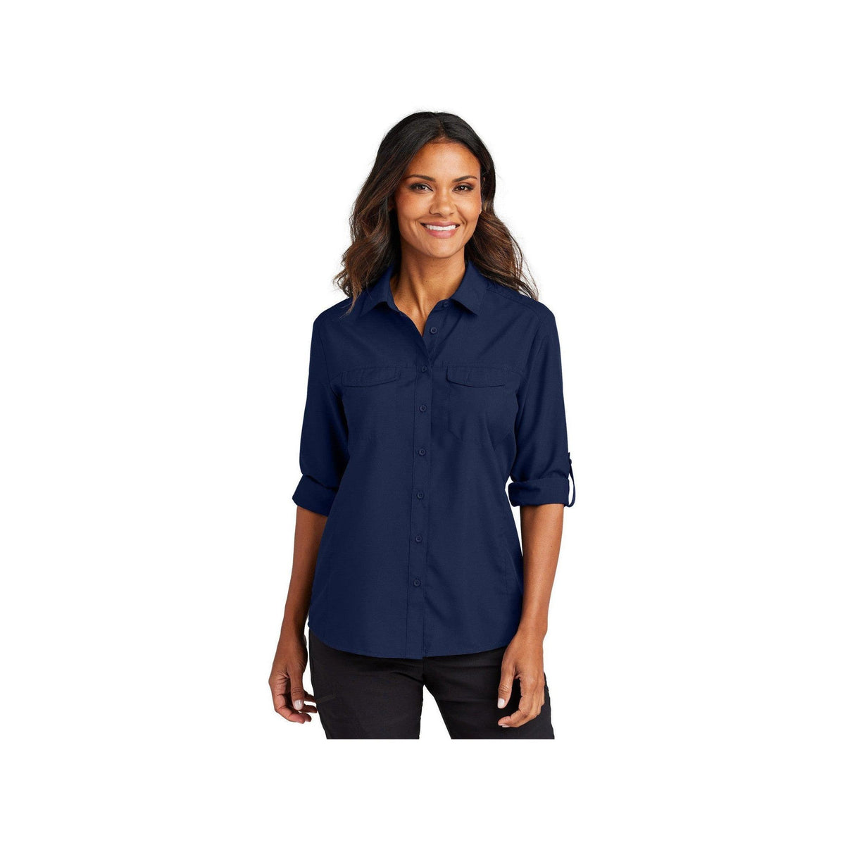 no-logo Port Authority Ladies Long Sleeve UV Daybreak Shirt-Port Authority-Thread Logic